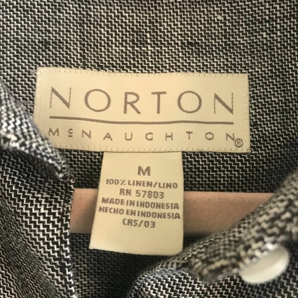 Norton McNaughton 100% Linen Black White Textured Blouse - Picture 6 of 6